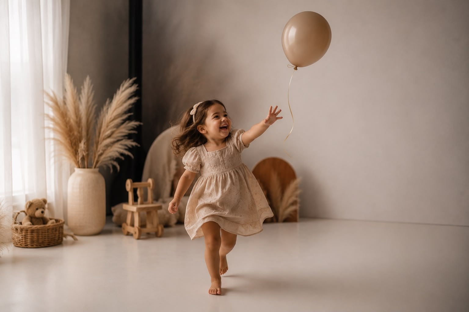 Ensaio infantil espontâneo em estúdio